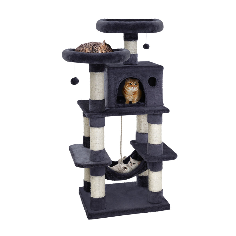 i.Pet Cosmo Cat Tree 145cm Tower Post Scratcher with Condo House Bed