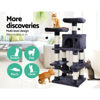 i.Pet Cosmo Cat Tree 145cm Tower Post Scratcher with Condo House Bed