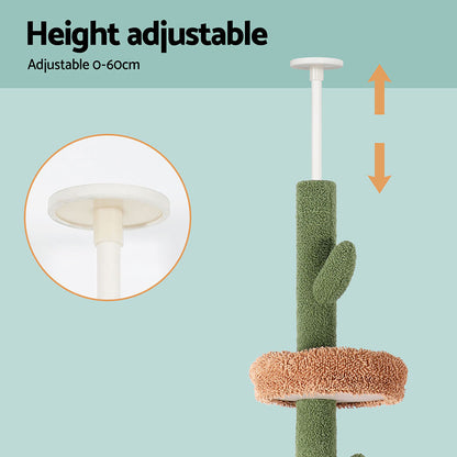 i.Pet Cactus Style Cat Tree Tower Scratching Post Floor to Ceiling 290cm