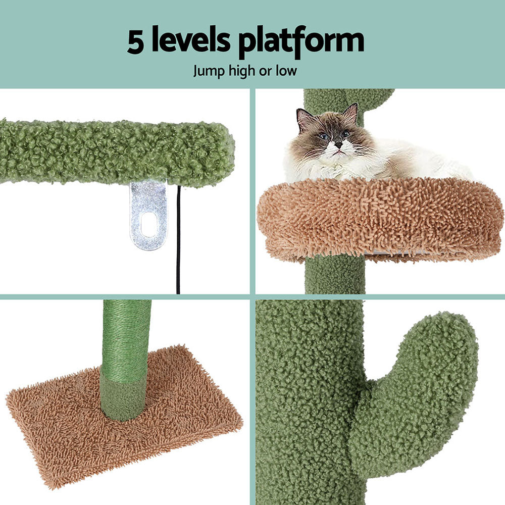 i.Pet Cactus Style Cat Tree Tower Scratching Post Floor to Ceiling 290cm