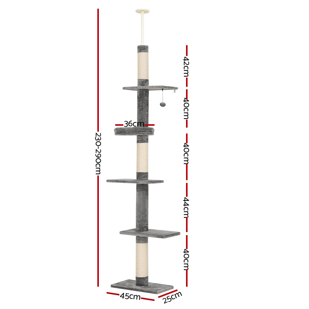 i.Pet 290cm Floor to Ceiling Scratching Post with Platforms