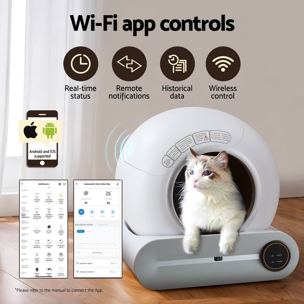 i.Pet Automatic  Self-Cleaning Cat Litter Box with App Control - 9L