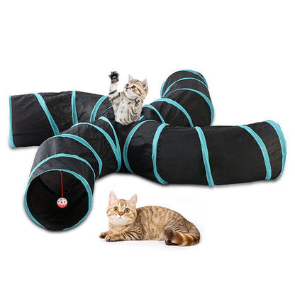 Cat Kitten Puppy 4-Way Tunnel Play Toy Foldable Fun Exercise Tunnel