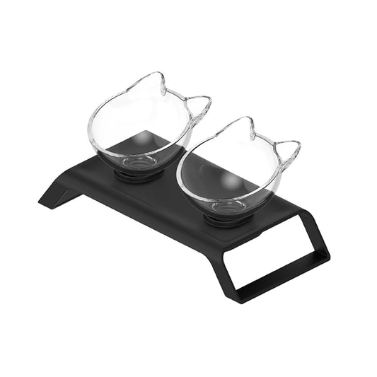 2X 200ml Elevated Cat Bowl Stand - Double Dinner Twin Feeder