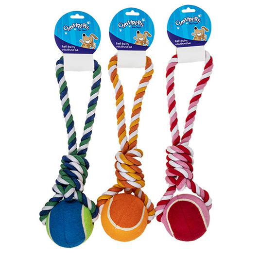 Chompers Rope/w Ball Toy 42cm - 1pc Random Colour