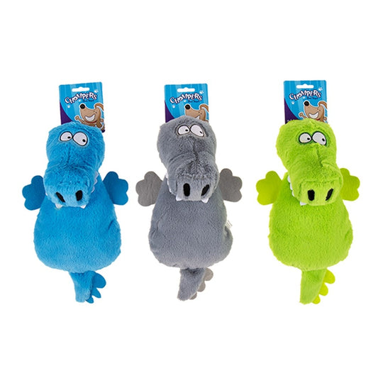 Chompers Plush Croc Toy with squeaker 30CM - 1pc Random Colour