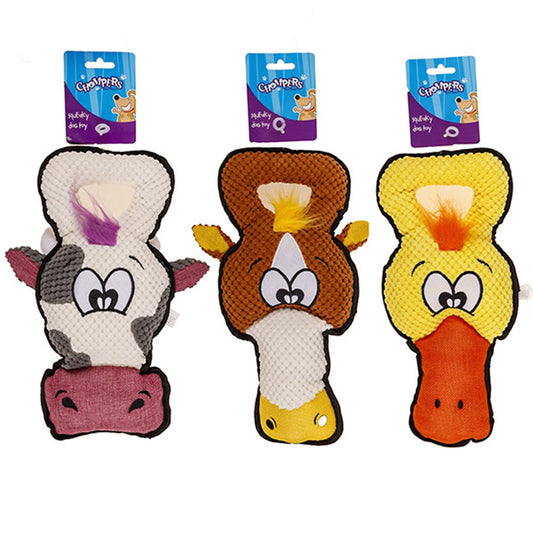 Chompers Plush Toy Duck, Chicken, Cow - 1 x Colour Randomly Selected