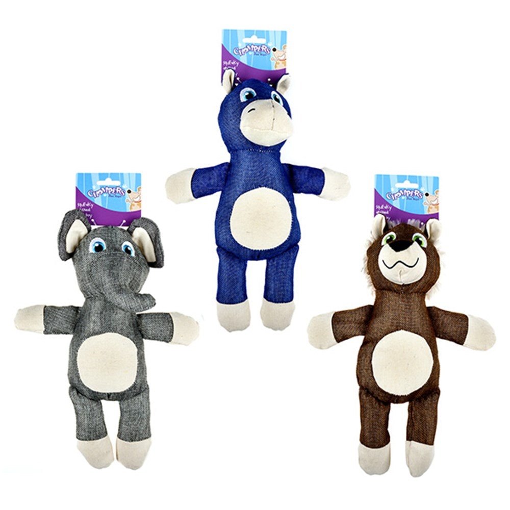 Chompers Dog Toy -Donkey, Elephant, Bear - 1 x Colour Randomly Selected