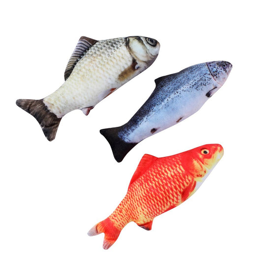 3 X Real Fish Printed Catnip Toys 20 cm