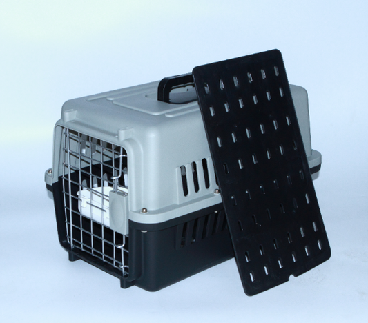 YES4PETS Small Dog Cat Crate Pet Airline Carrier Cage With Bowl and Tray-Black