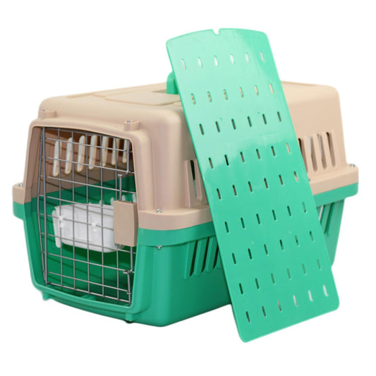 YES4PETS Small Dog Cat Crate Pet Airline Carrier Cage With Bowl and Tray - Green