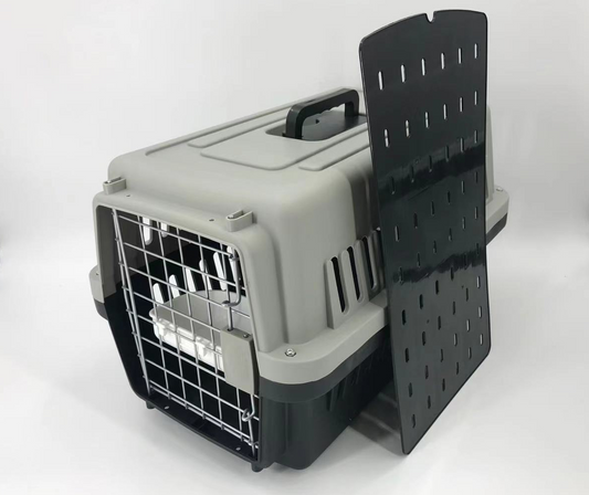 YES4PETS Medium Dog Cat Crate Pet Carrier Airline Cage With Bowl & Tray - Black