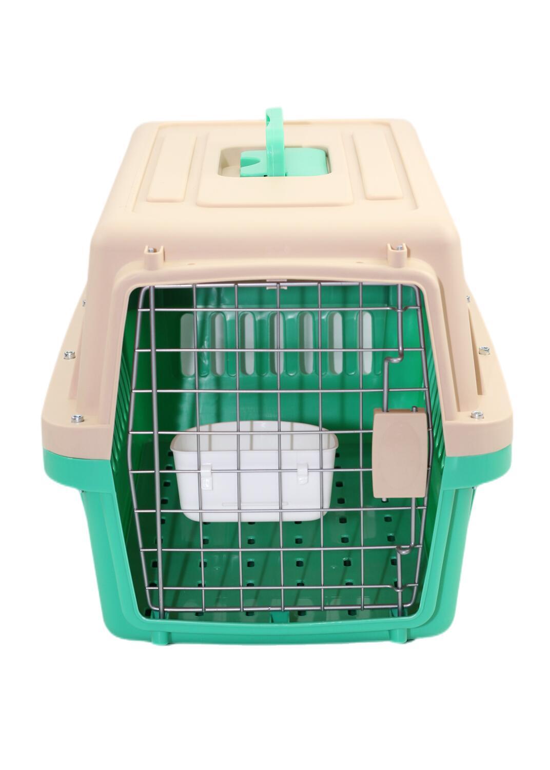 YES4PETS Medium Dog Cat Crate Pet Carrier Airline Cage With Bowl & Tray - Green