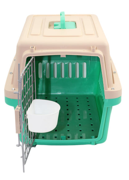 YES4PETS Medium Dog Cat Crate Pet Carrier Airline Cage With Bowl & Tray - Green