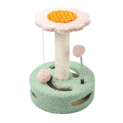 Pink flower Cat Tower Scratcher Toy