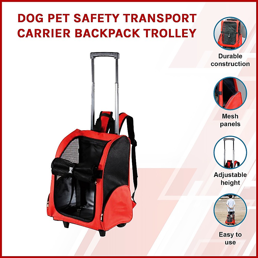 Small/Medium Dog Pet Safety Transport Carrier Backpack Trolley (15kg limit)