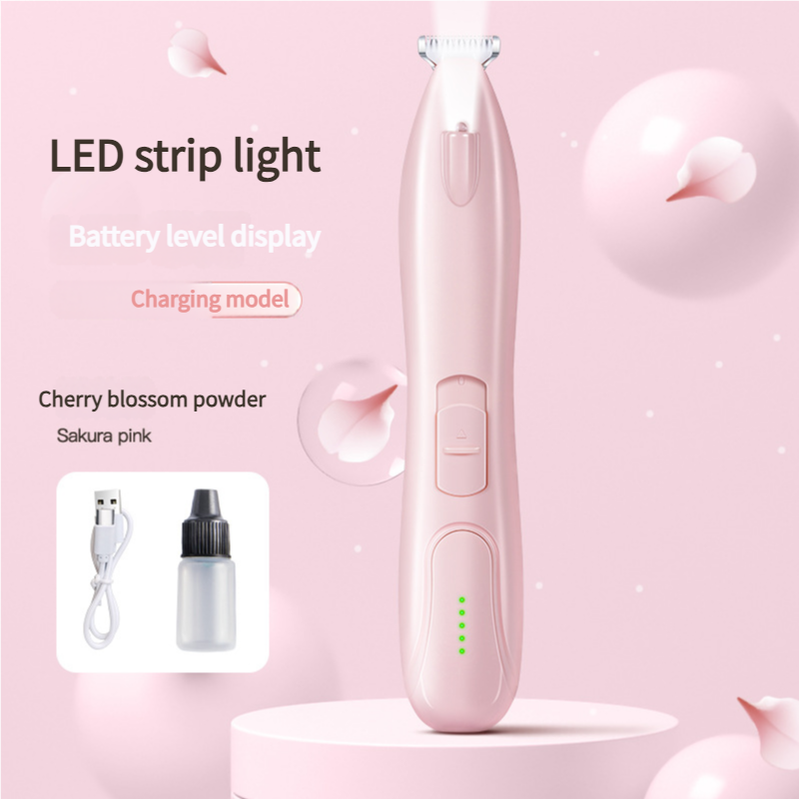 Sakura Pink Pet Hair Trimmer with LED Light