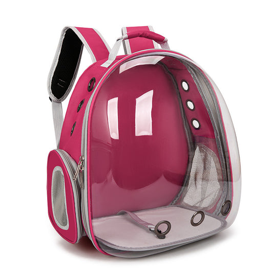 Backpack Pet Carrier with Transparent Window - Rose Red