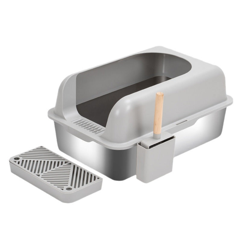 Dark Grey Stainless Steel Cat Litter Box